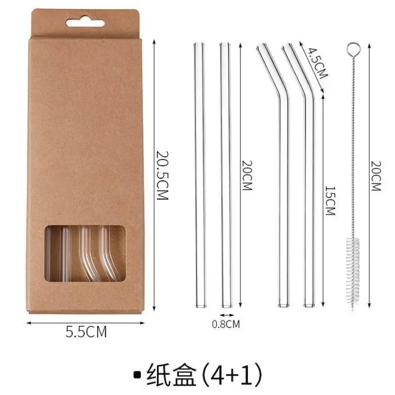 Plates u0026 More Küche & Esszimmer-Wiederverwendbare Glasstrohhalme – Umweltfreundlich mit Reinigungsbürsten
