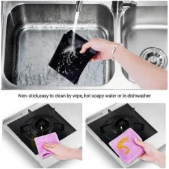 The Decor Haven Küche & Esszimmer-Wiederverwendbare Herdabdeckungen aus Glasfaser – 4er-Pack