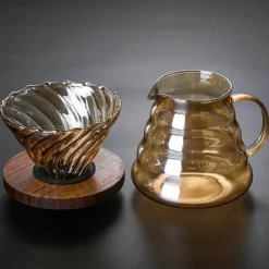 Tom Küche & Esszimmer-Wiederverwendbare Kaffeekanne aus Glas – Brauner Filter für Tropfperkolatoren