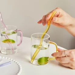 The Culinary Kit Küche & Esszimmer-Wiederverwendbarer Glasstrohhalm – farbenfrohe, umweltfreundliche Alternative