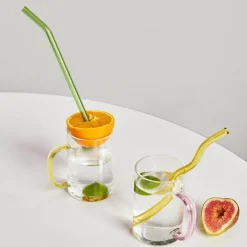 The Culinary Kit Küche & Esszimmer-Wiederverwendbarer Glasstrohhalm – farbenfrohe, umweltfreundliche Alternative