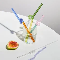 The Culinary Kit Küche & Esszimmer-Wiederverwendbarer Glasstrohhalm – farbenfrohe, umweltfreundliche Alternative