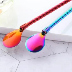 The Culinary Kit Küche & Esszimmer-Wiederverwendbarer Löffelstrohhalm mit langem Griff – umweltfreundlicher Trinkhalm