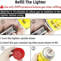 Wild u0026 Free Gear Camping-Werkzeuge|Outdoor-Gadgets-Winddichtes Butangasfeuerzeug – Kompakter Metallflammenanzünder für den Außenbereich