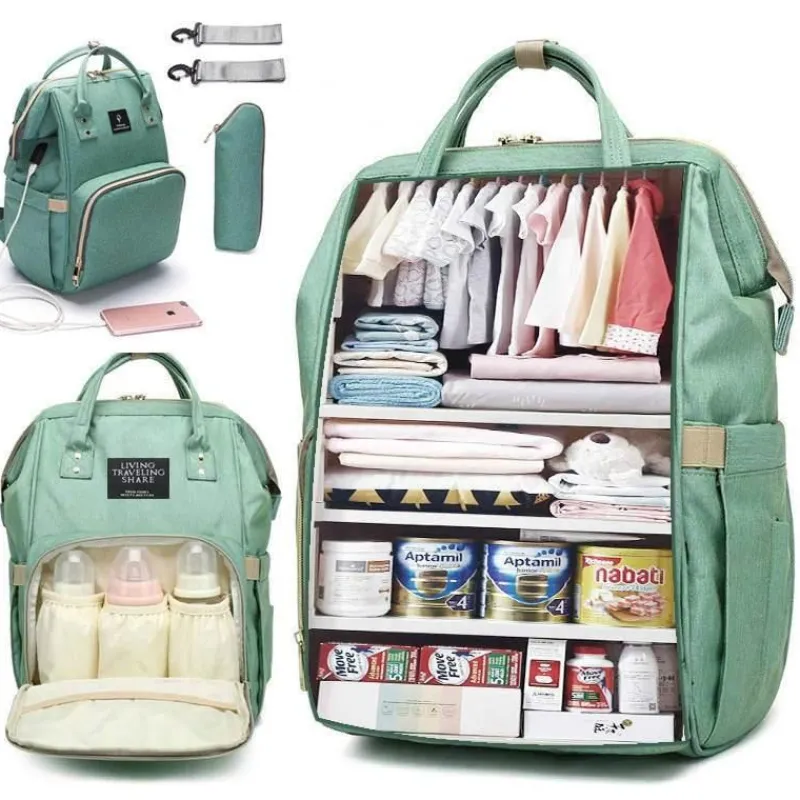 Kinder The Decor Haven Kinderwagen & Zubehör-Windelrucksack für Mütter und Babys mit großer Kapazität – multifunktionales USB-Design