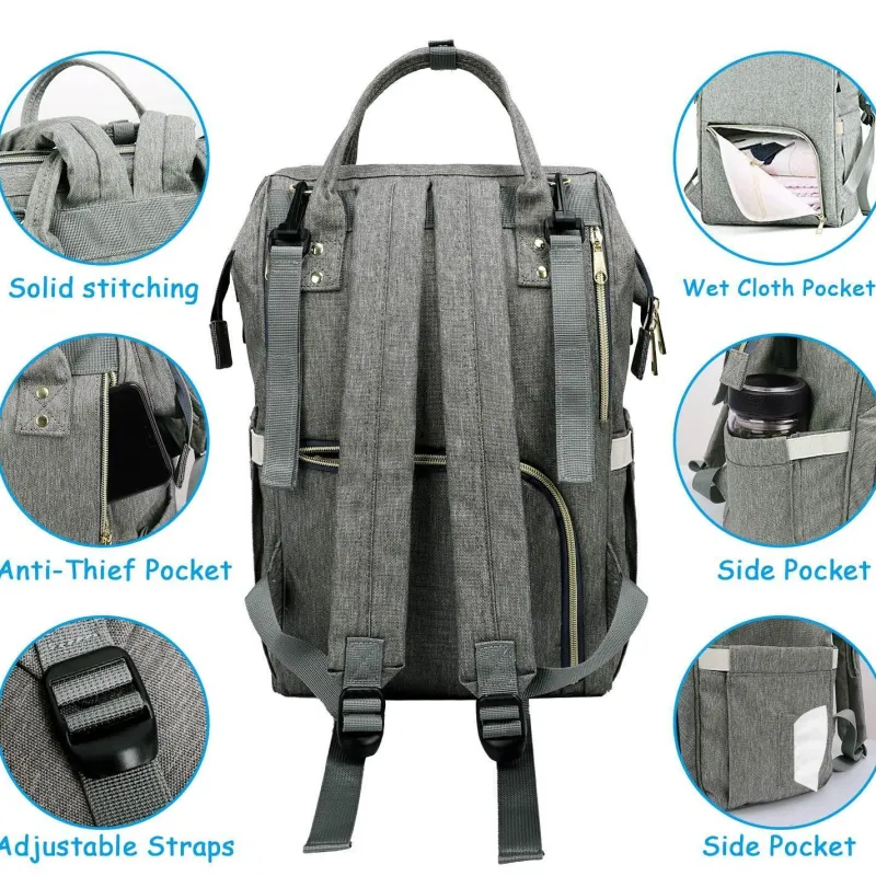 Kinder The Decor Haven Kinderwagen & Zubehör-Windelrucksack für Mütter und Babys mit großer Kapazität – multifunktionales USB-Design
