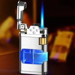 The Outdoor Vault Camping-Werkzeuge|Outdoor-Gadgets-Windfestes Gasfeuerzeug - Metallfeuerzeug mit blauer Flamme