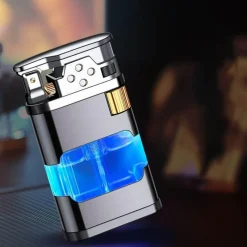 The Outdoor Vault Camping-Werkzeuge|Outdoor-Gadgets-Windfestes Gasfeuerzeug - Metallfeuerzeug mit blauer Flamme