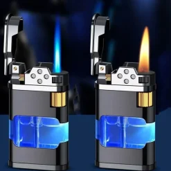 The Outdoor Vault Camping-Werkzeuge|Outdoor-Gadgets-Windfestes Gasfeuerzeug - Metallfeuerzeug mit blauer Flamme