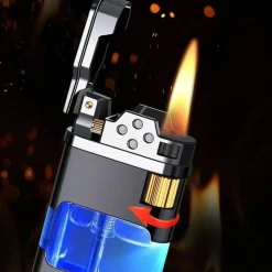 The Outdoor Vault Camping-Werkzeuge|Outdoor-Gadgets-Windfestes Gasfeuerzeug - Metallfeuerzeug mit blauer Flamme