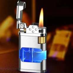 The Outdoor Vault Camping-Werkzeuge|Outdoor-Gadgets-Windfestes Gasfeuerzeug - Metallfeuerzeug mit blauer Flamme