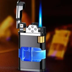 The Outdoor Vault Camping-Werkzeuge|Outdoor-Gadgets-Windfestes Gasfeuerzeug - Metallfeuerzeug mit blauer Flamme