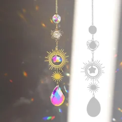 Nomad Gear Camping Im Freien|Outdoor & Garten-Windspiel und Sonnenfänger aus Kristall mit Mond-Design – Verträumte Heimdekoration