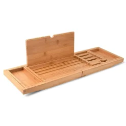 Serene Splash Badezimmer-Wooden Bathtub Caddy Tray for Relaxing Soak and Convenient Storage