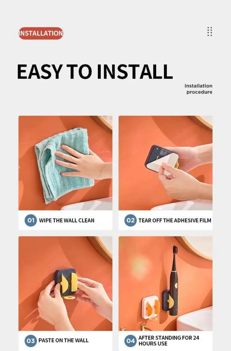 The Blissful Bath Badezimmer-Zahnbürstenhalter zur Wandmontage – Badezimmer-Organizer mit Schwerkraftsensor