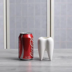 Accent Haven Wohndeko-Zahnförmiger Blumentopf aus Keramik – moderner weißer Übertopf