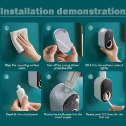The Blissful Bath Badezimmer-Zahnpastaspender zur Wandmontage – Eleganter Badezimmer-Organizer