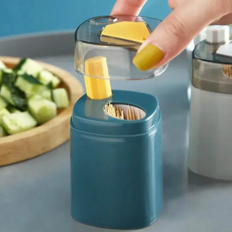 Tom Küche & Esszimmer-Zahnstocherhalter aus Edelstahl – Organizer-Ständer mit auatischer Federabdeckung