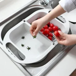 The Decor Haven Küche & Esszimmer-Zusammenklappbarer Abflusskorb – faltbares Küchenspülensieb