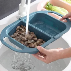 The Culinary Kit Küche & Esszimmer-Zusammenklappbarer Abtropfkorb für Obst und Gemüse – Küchensieb