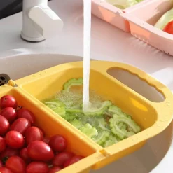 Deco Küche & Esszimmer-Zusammenklappbarer Abtropfkorb zum Waschen von Obst und Gemüse – platzsparendes Küchenutensil