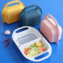 Deco Küche & Esszimmer-Zusammenklappbarer Abtropfkorb zum Waschen von Obst und Gemüse – platzsparendes Küchenutensil