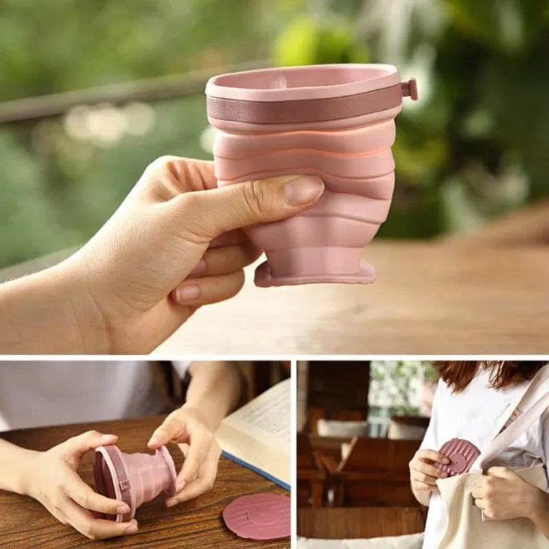 Gear Up u0026 Go Camping-Werkzeuge|Outdoor-Gadgets-Zusammenklappbarer Reisebecher aus Silikon – Teleskop-Klappbecher