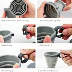 Gear Up u0026 Go Camping-Werkzeuge|Outdoor-Gadgets-Zusammenklappbarer Reisebecher aus Silikon – Teleskop-Klappbecher