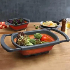 Tom Küche & Esszimmer-Zusammenklappbares Sieb – faltbares Küchensieb für Nudeln, Obst und Gemüse