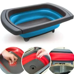 Tom Küche & Esszimmer-Zusammenklappbares, umweltfreundliches Sieb – Klappsieb mit einziehbaren Griffen