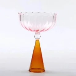 Plates u0026 More Küche & Esszimmer-Zweifarbiges geriffeltes Cocktailglas – Kelchbecher, 1er-Set