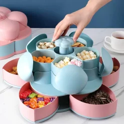 Space Savvy Küche & Esszimmer-Zweilagige rotierende Blumen-Süßigkeiten-Snackbox