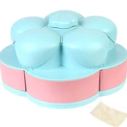 Space Savvy Küche & Esszimmer-Zweilagige rotierende Blumen-Süßigkeiten-Snackbox