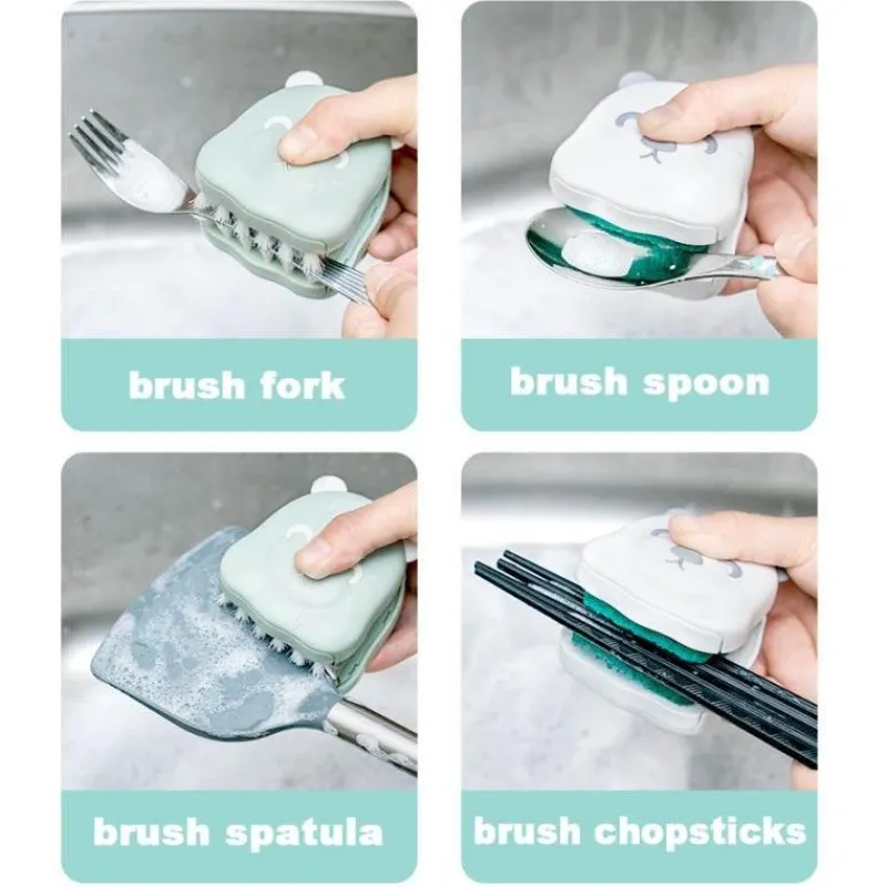 The Culinary Kit Küche & Esszimmer-Zweiseitige Reinigungsbürste für Küchenmesser – Doppelseitiges Geschirrspülwerkzeug