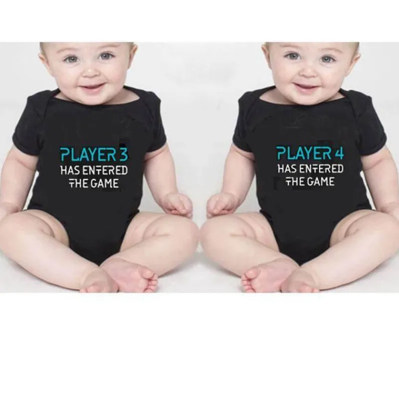 The Decor Haven Babykleidung|Babykleidung-Zwillinge Baby Bodys Set - Spieler 3 Spieler 4 Gamer Outfit