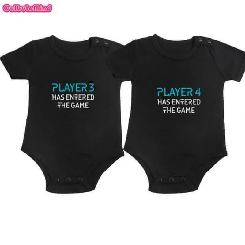 The Decor Haven Babykleidung|Babykleidung-Zwillinge Baby Bodys Set - Spieler 3 Spieler 4 Gamer Outfit